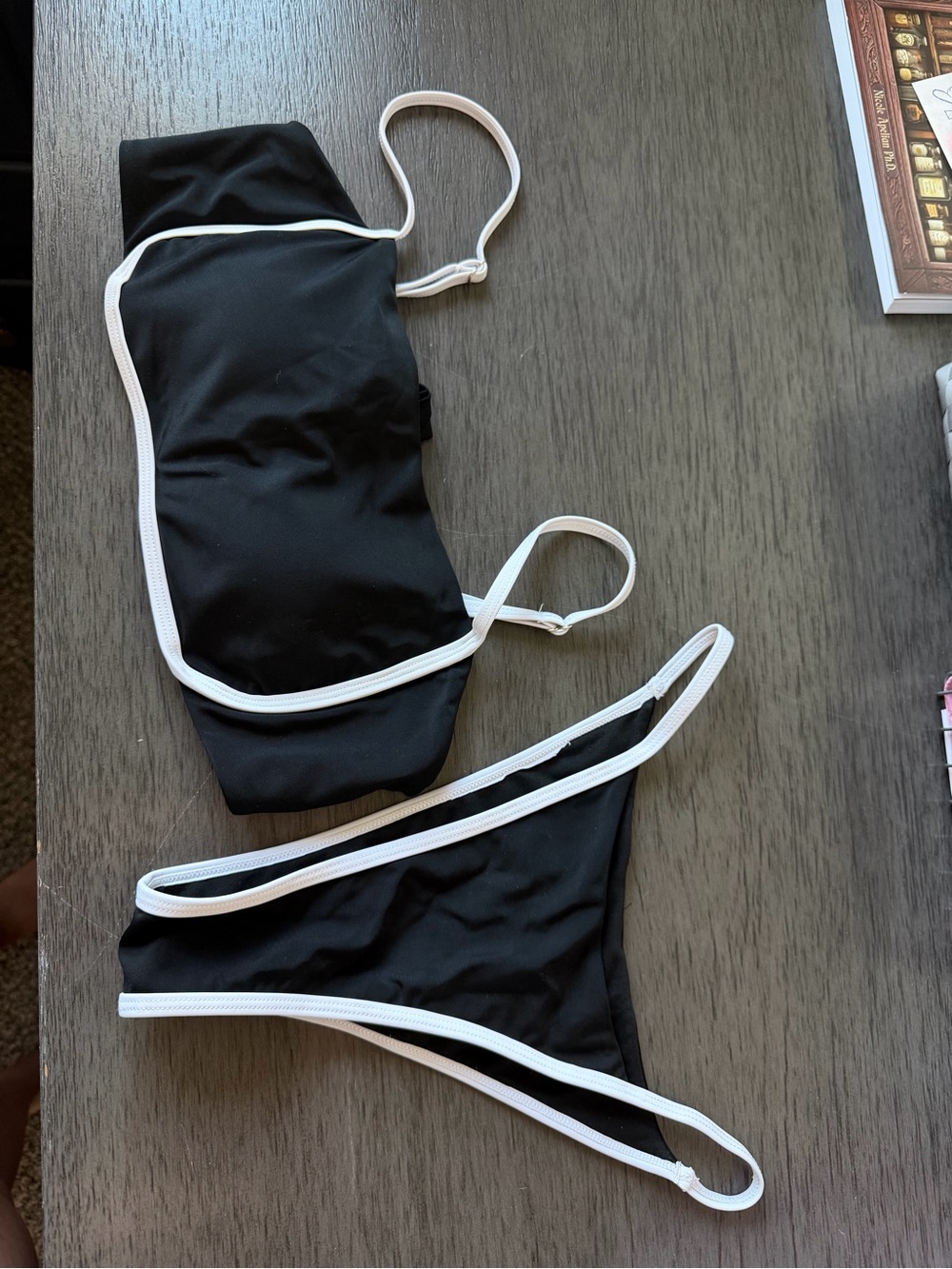 Black Two-Piece Bikini with White Trim